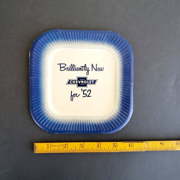 Chevy Advertising Vintage Collectible 1952 Chevrolet Paper Plate - Picture 6 of 8